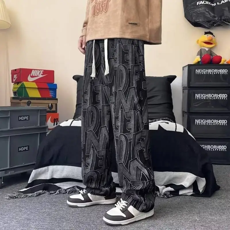 High Street Trendy Hip Hop Straight Loose All Match Pants-5