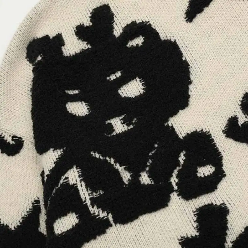 Fashion Cartoon Rabbit Star Letter Crewneck Sweater-4