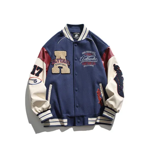 Stitching Creative Letters Embroidered Collar Baseball Jacket