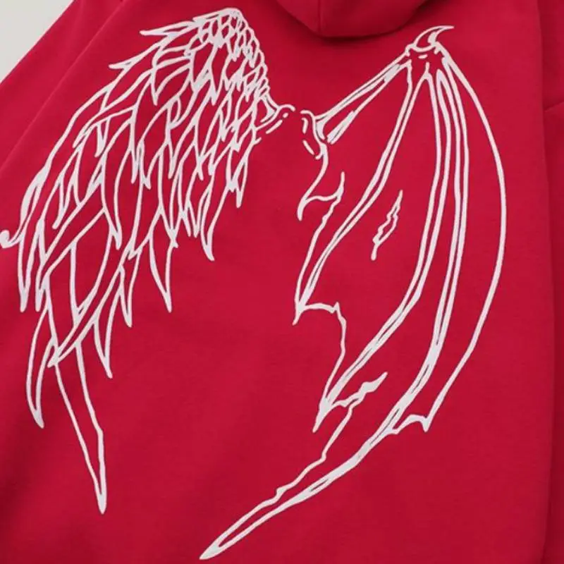 Hiphop Horn Wings Hooded Sweater-2