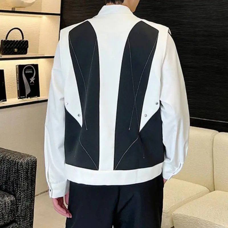 Casual Black and White Contrast Jacket-3