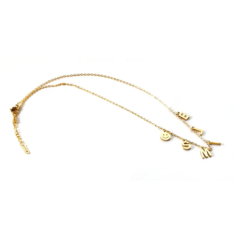 Letter Shaped Stainless Steel Pendant Necklace-1