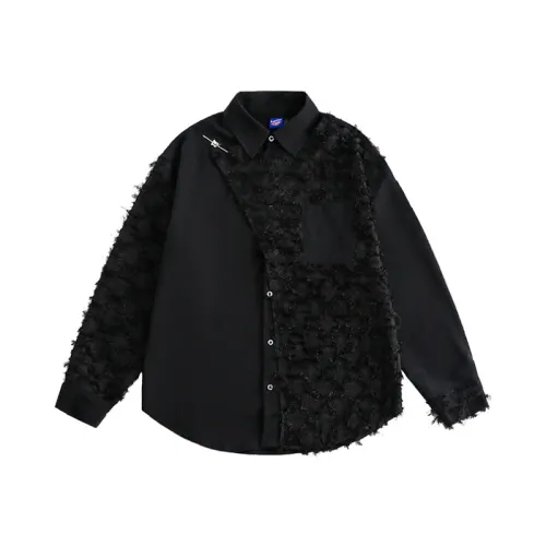 Jacquard Hair Slant Placket Stitching Shirt