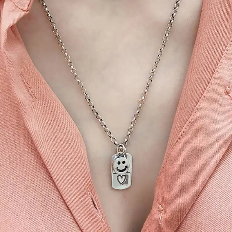 Sterling Silver Smiley Letter Necklace-1