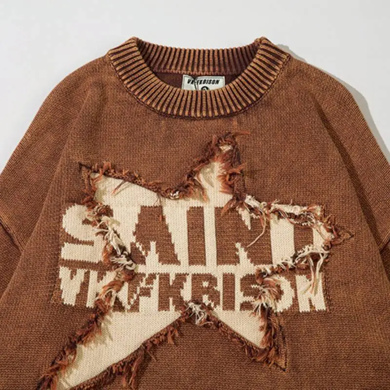 Trend breaking Design Five pointed Star Crewneck Sweater-2