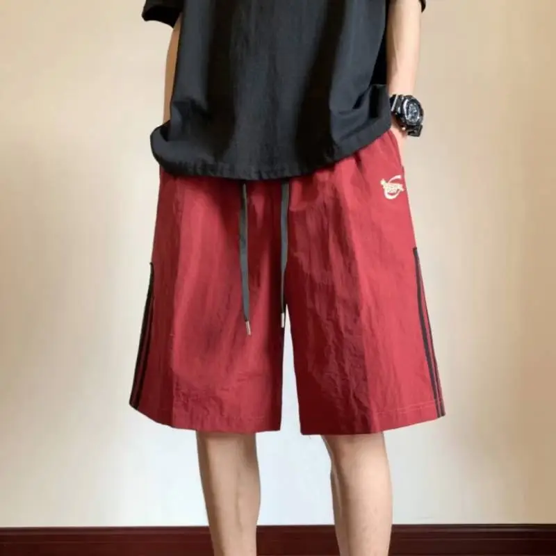 Quick Drying Retro Casual Sports Shorts with Striped Design-6