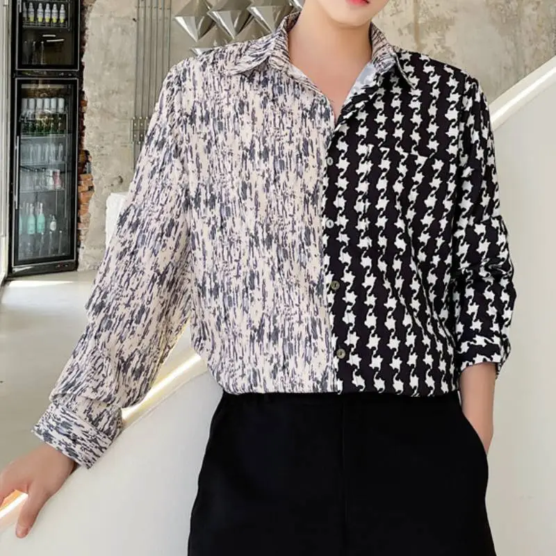 Leopard Print Patchwork Long Sleeved Shirt-1