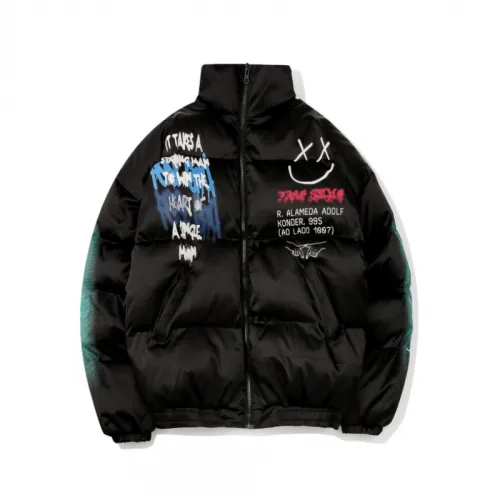 High Street Graffiti Spray Paint Cotton-padded Jacket