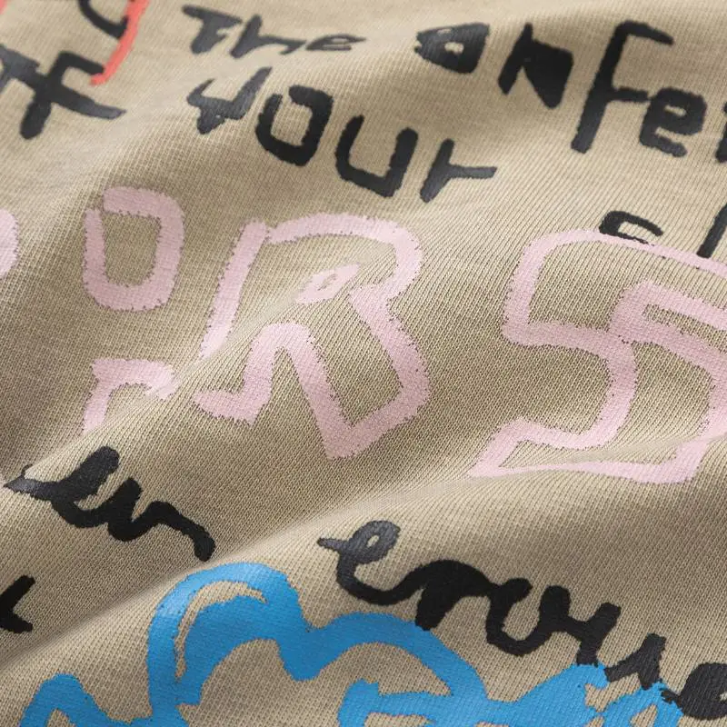 Retro Dirty Letters Printed Short Sleeved T Shirt-2