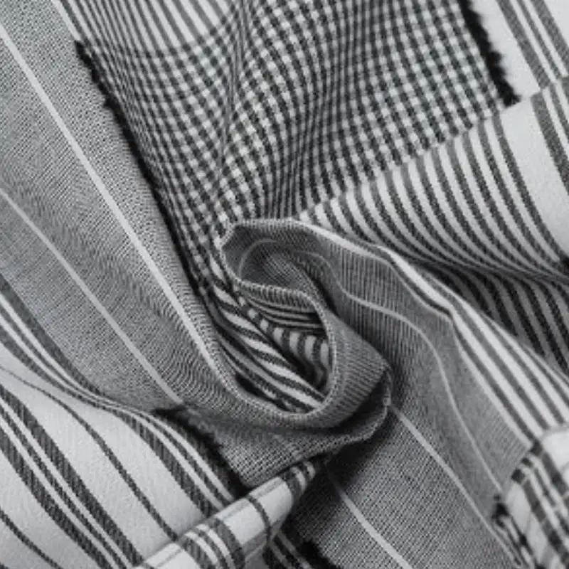 Loose Casual Retro Splicing Plaid Striped Jacket-2