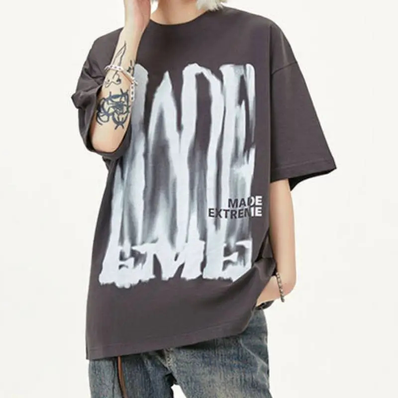 Fine Cotton Letter Printing T Shirt-3