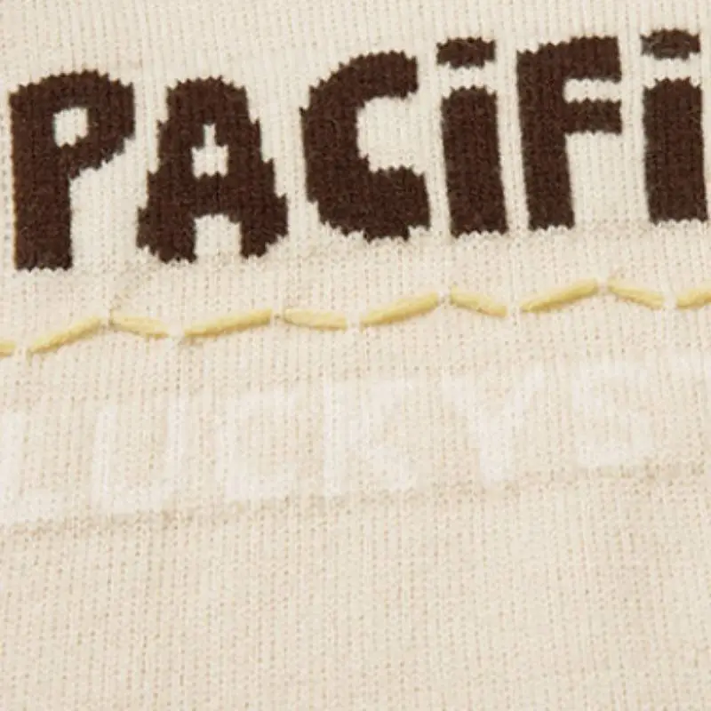 Leisure Lazy Wind Letter Jacquard Crewneck Sweater-4
