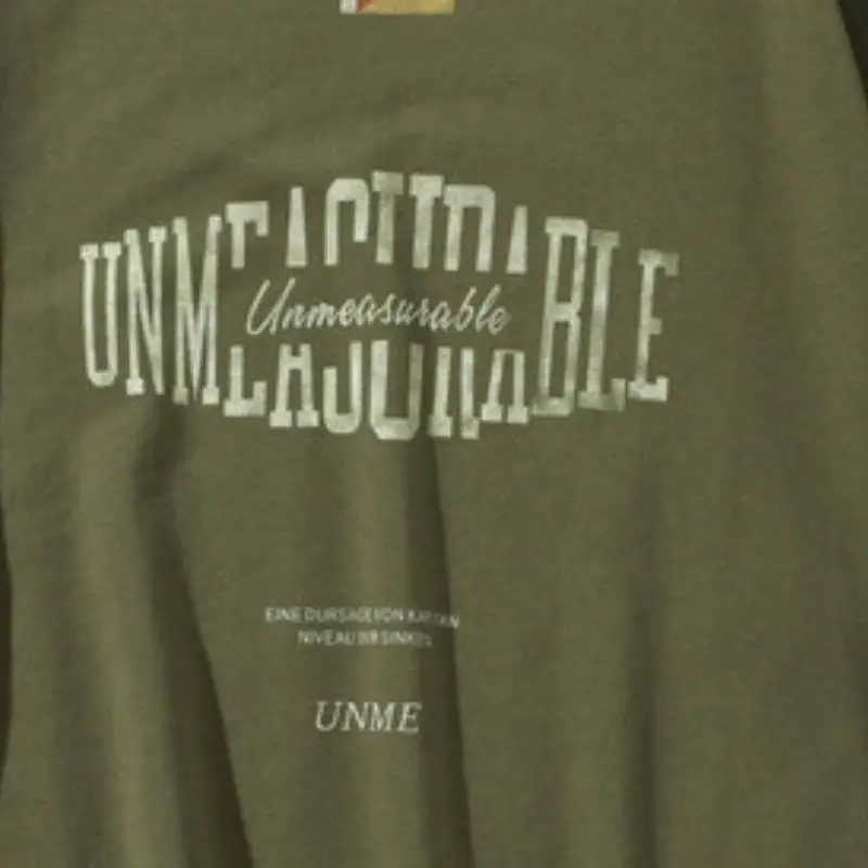 Original Tooling Style Letter Printed Loose Crewneck Base Shirt-1