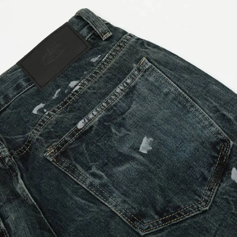 Retro Splash Ink Design Sense Loose Straight Jeans-2