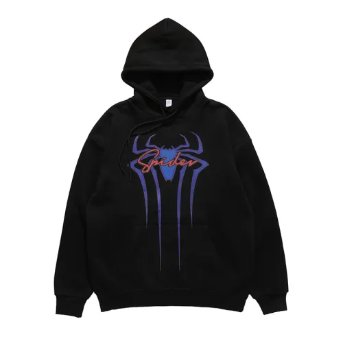 New Fashion Brand Niche Design Spider Logo Printing Fleece Hooded Sweatshirt