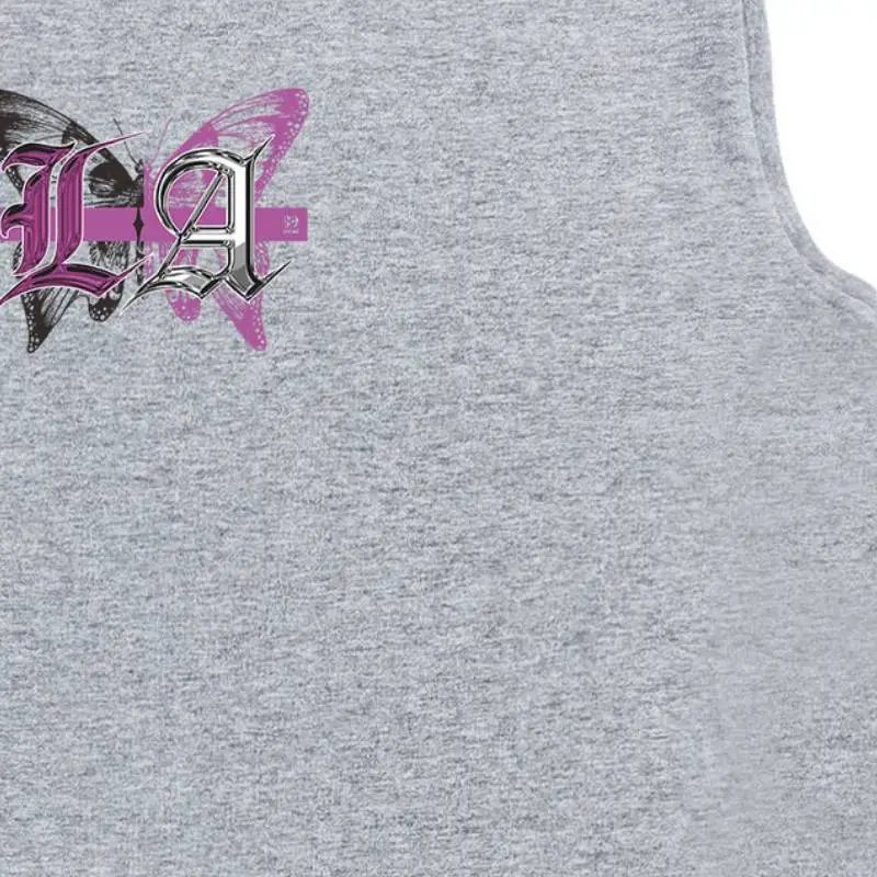 Butterfly Letter Print Sleeveless T Shirt-2