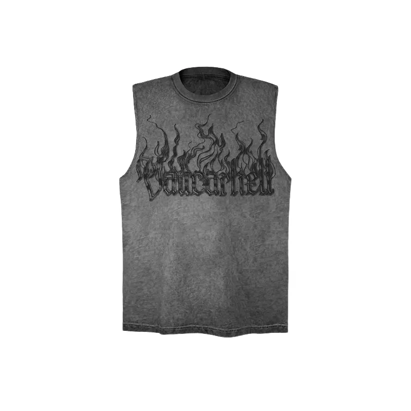 Retro Flame Letter Vest-0