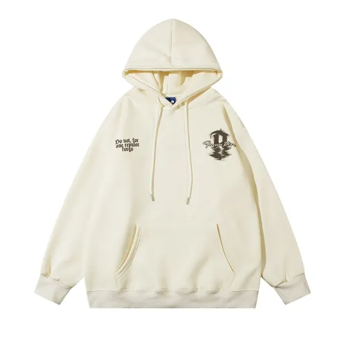 Letter Printed Fleece-lined Loose Hoodie