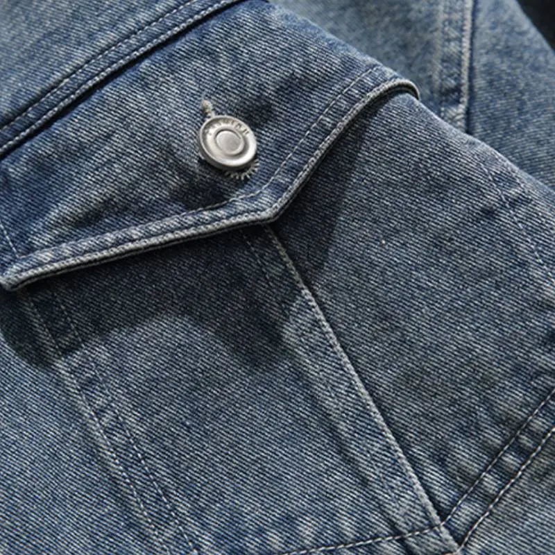 Trendy Brand Vintage Washed Denim Jacket-3