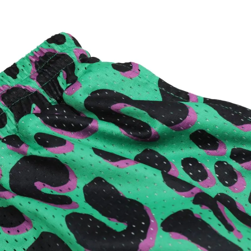 High Street Trendy Leopard Camouflage Mesh Shorts-4