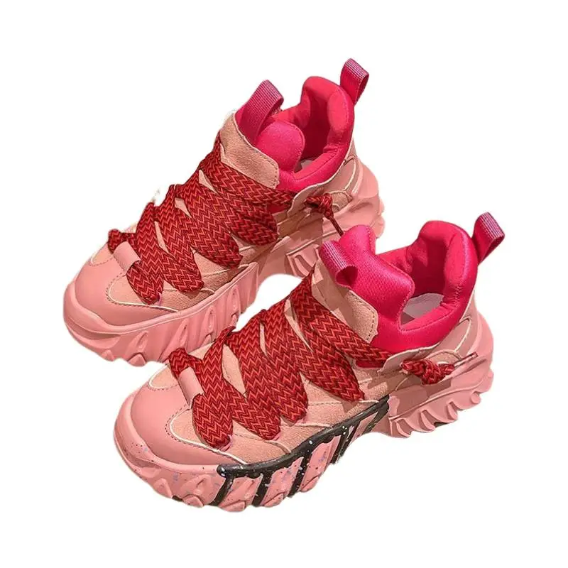 Platform Sole All match Lace up Retro Shoes-1