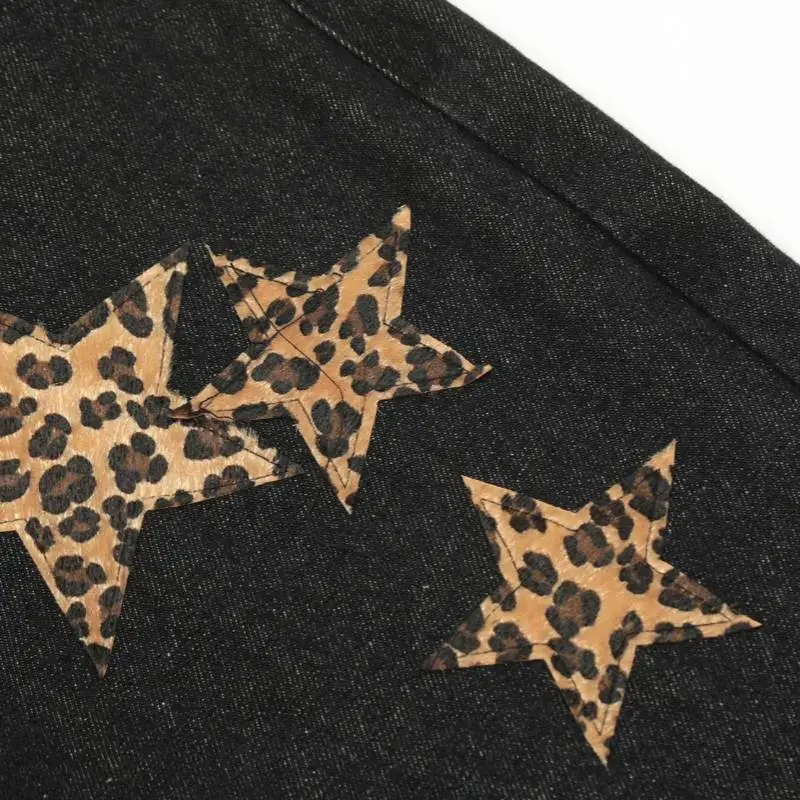 Trendy Leopard Print Jeans-5