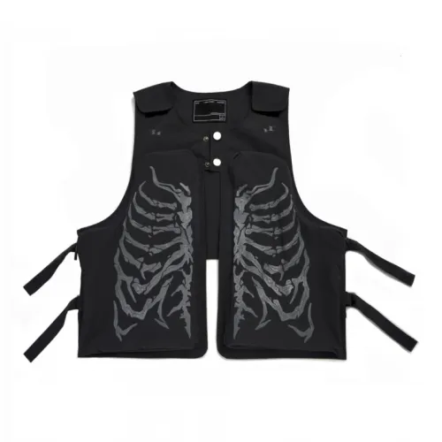 Skeleton Pulling Printing Irregular Functional Vest