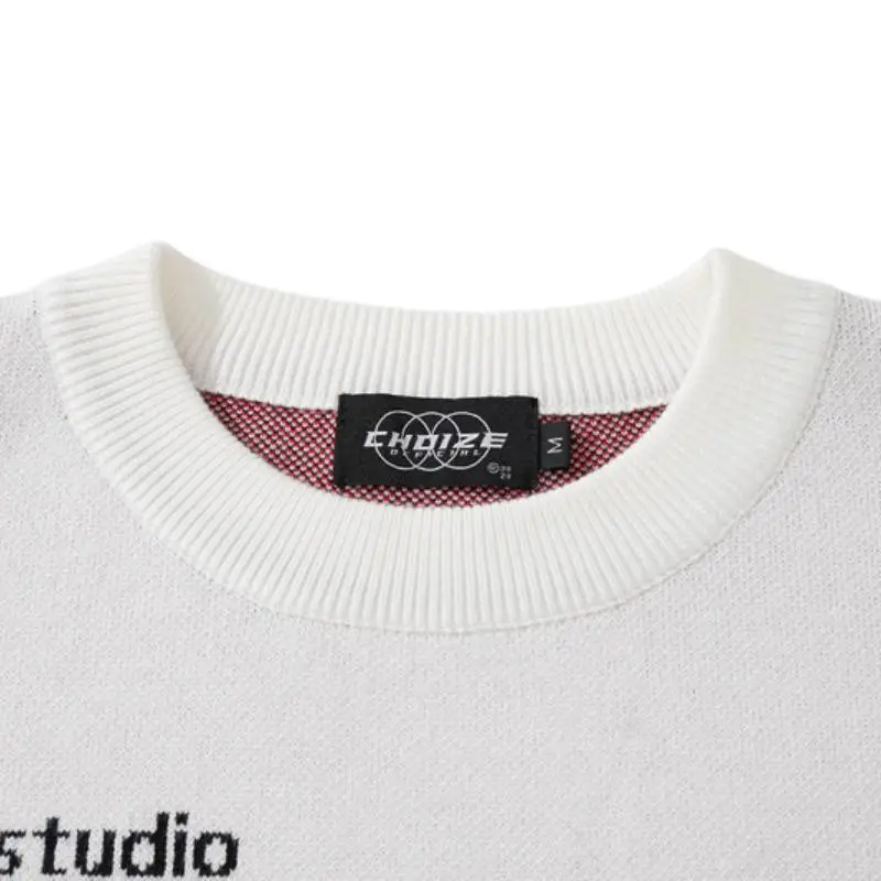 Vintage Figure Jacquard High Street Hip Hop Loose Sweater-2