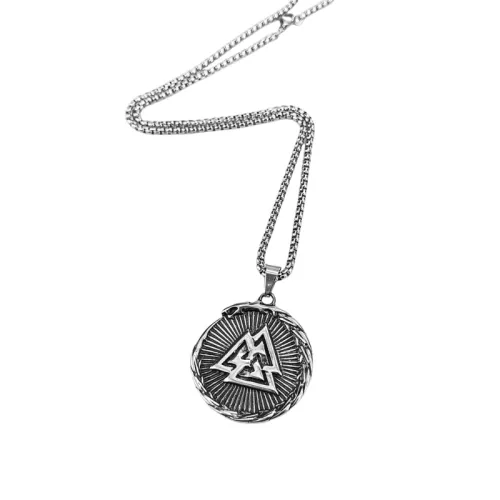 Hip Hop Viking Infinite Pirates Retro Triangle Rune Stainless Steel Necklace