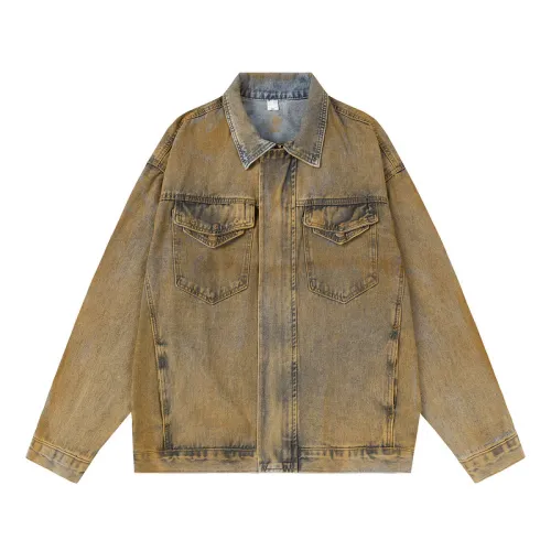 Distressed Denim Coat Tie-dyed