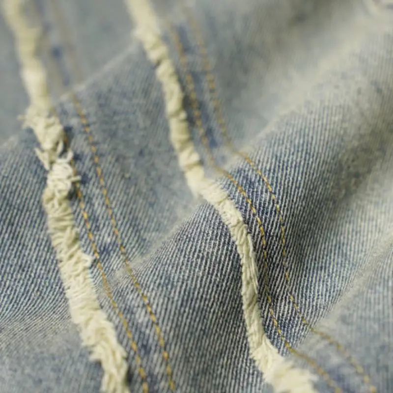 Raw Edge Stripe Design Jeans-3