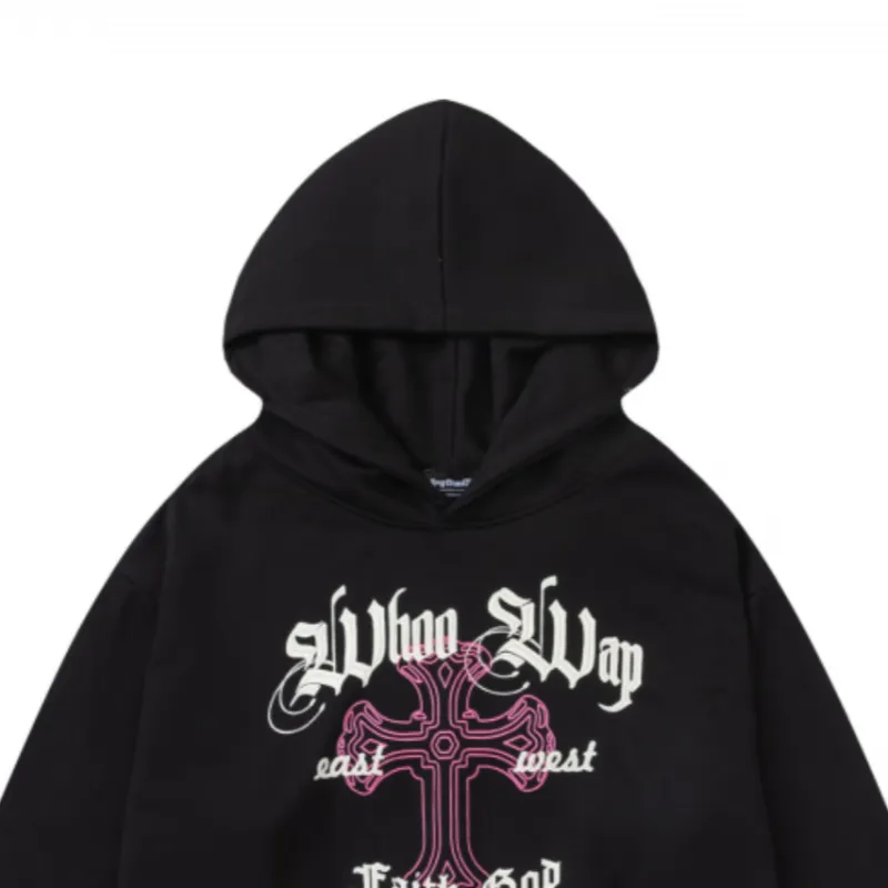 Back Letter Printed Heavy Hooded Sweater-5