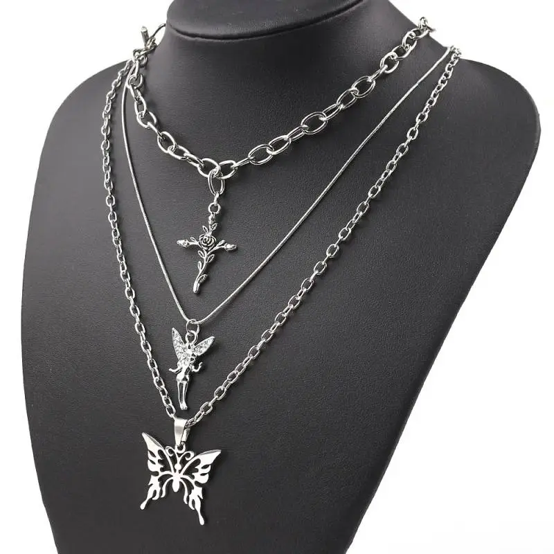 Butterfly Angel Multi Layer Necklace-5