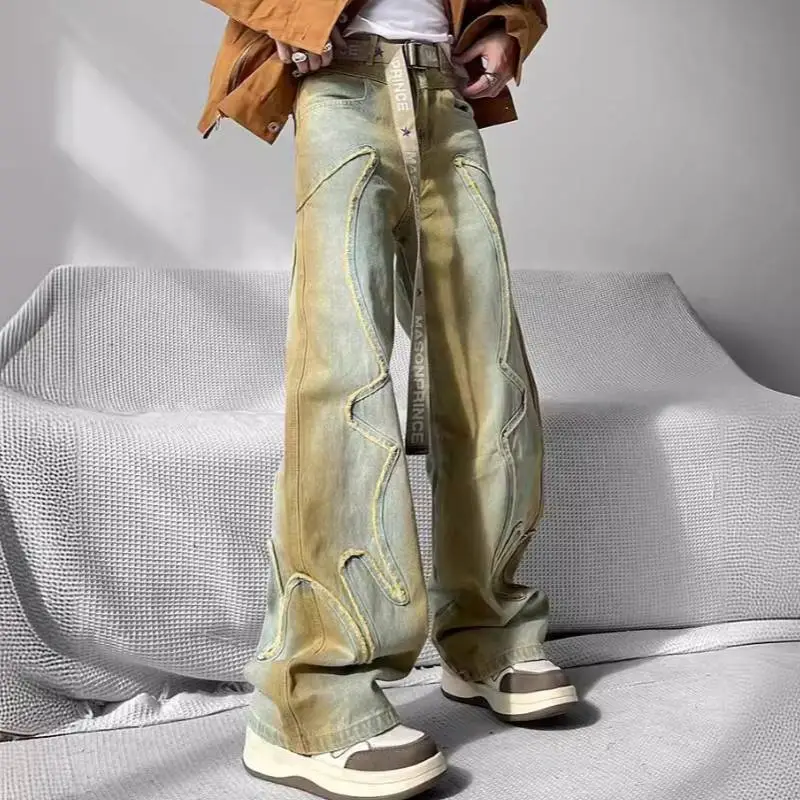 Retro Loose Washed Popular Jeans-1