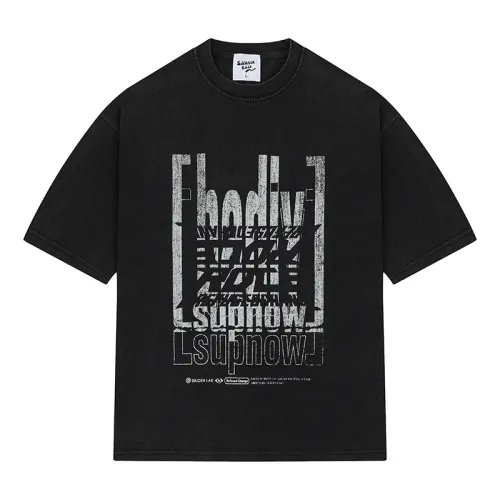 High Street Old Mottled Letter Printed Wash Black T-shirt