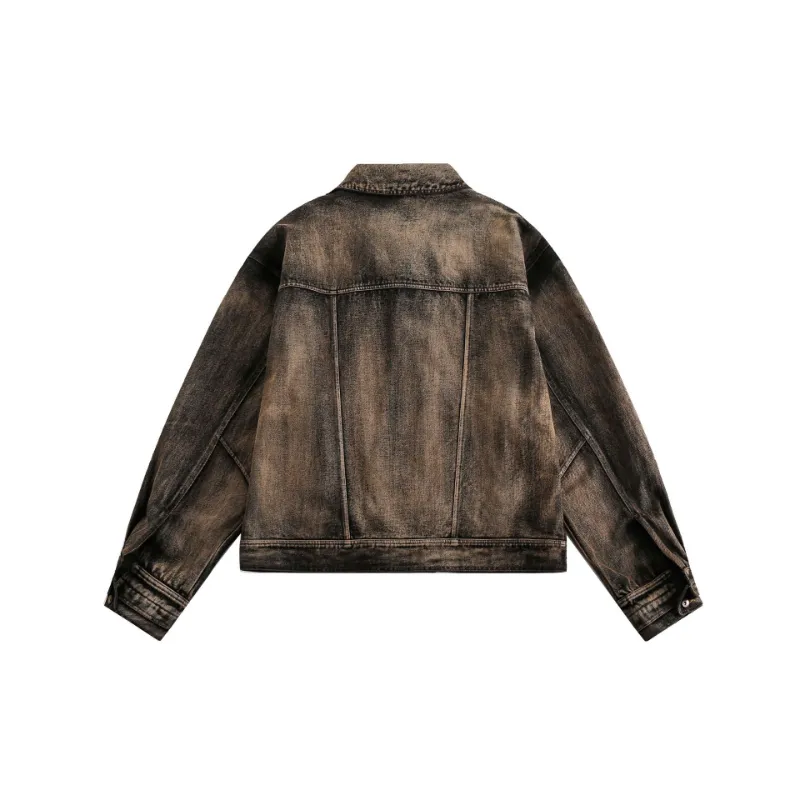 Retro Double Curved Access Control Denim Jacket-1