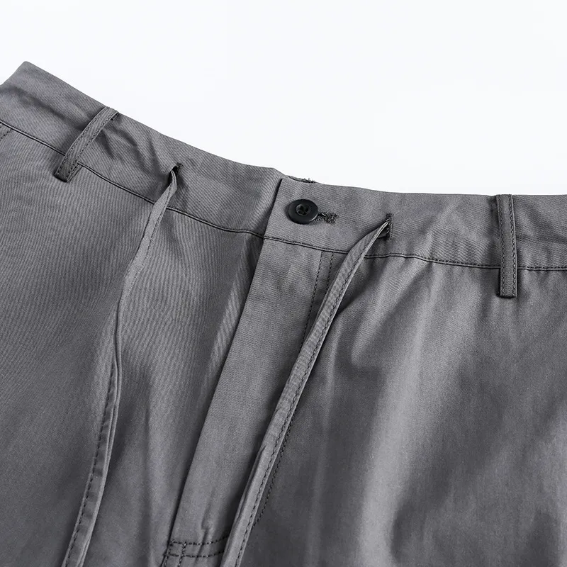 Retro Solid Color Pocket Decorative Straight Casual Pants-4