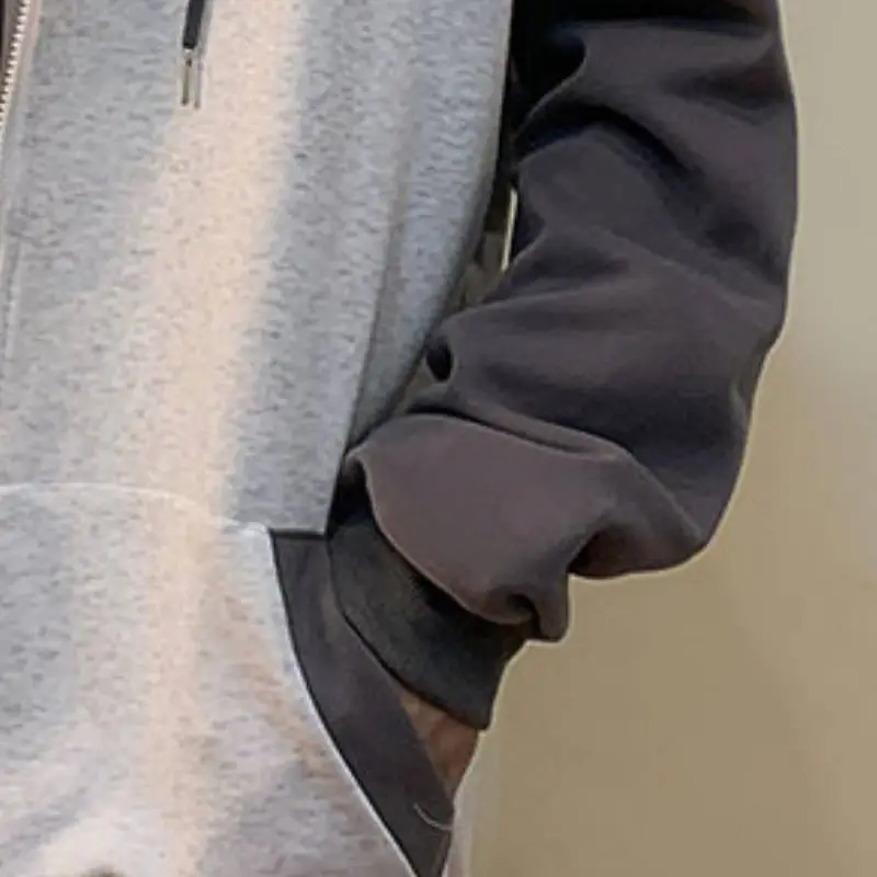 Casual Hooded Jacket with Splicing Design-6