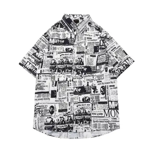 Letter Full Print Short-sleeved Shirt