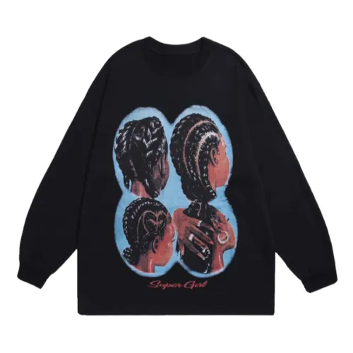 American-style Retro Hiphop Spoof Printed Long Sleeve T-shirt