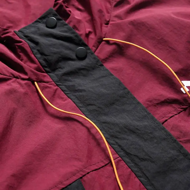 Contrast Color Stitching Pocket Decorative Hooded Jacket-4