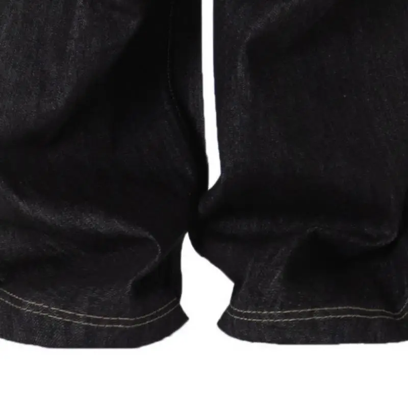 Black Wide Leg Street Loose Straight Pants-5