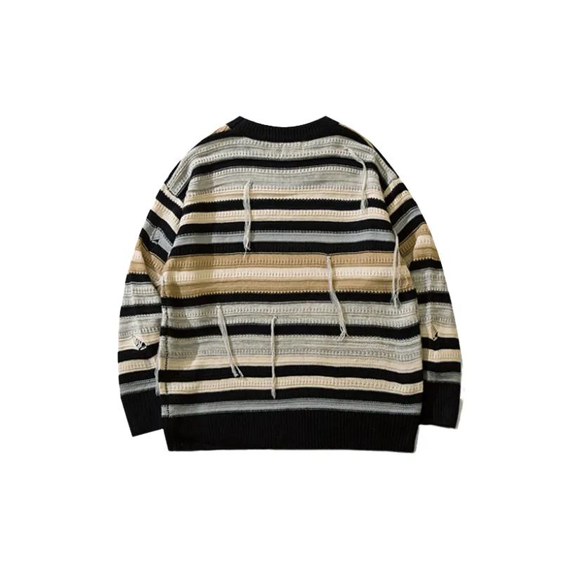 Striped Loose Long Sleeve Knitwear-5