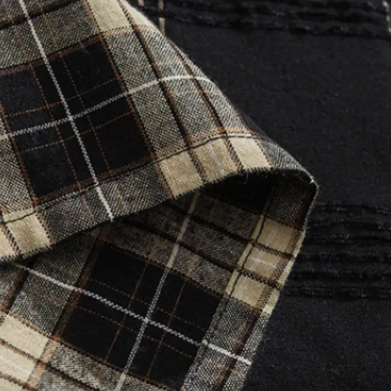 New style Patchwork Plaid Casual Shirt-3