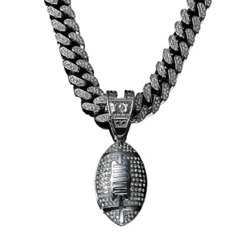 Rugby Full Diamond Pendant Necklace