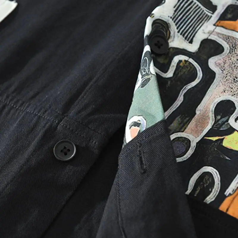 Oil Painting Pattern Color matching Long sleeved Shirt swag OOTD-9