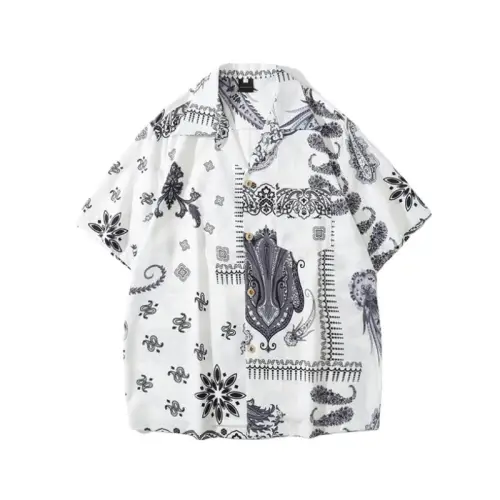 Vintage Cashew Flower Full Print Short Sleeve Shirt