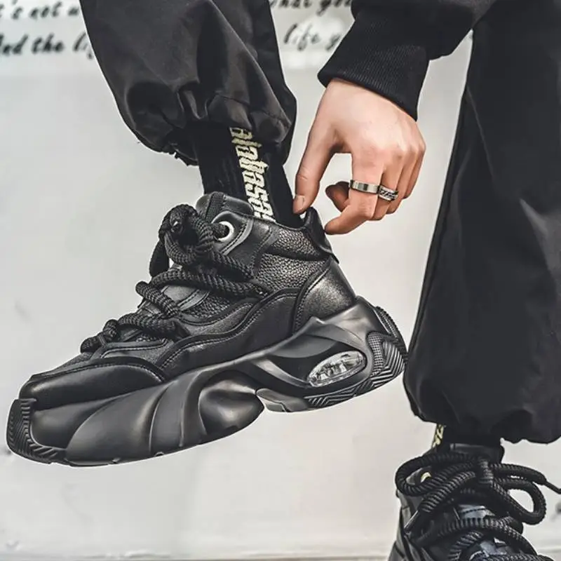 Niche Leather Breathable Sports Sneakers-4