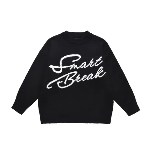 Retro Plush Letter Crewneck Loose Lazy Style Sweater