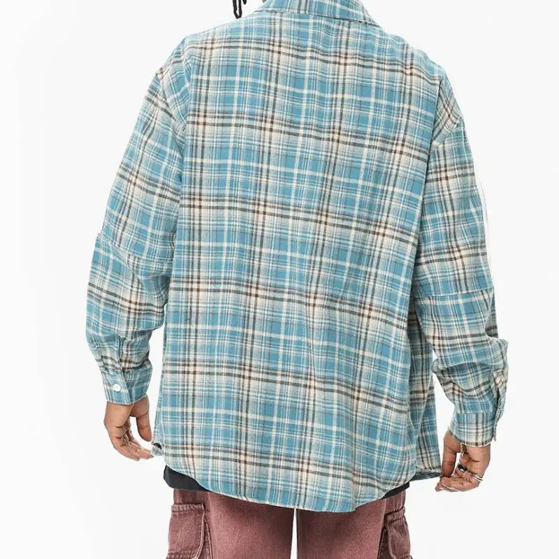 Contrast Color Plaid Shirt-2